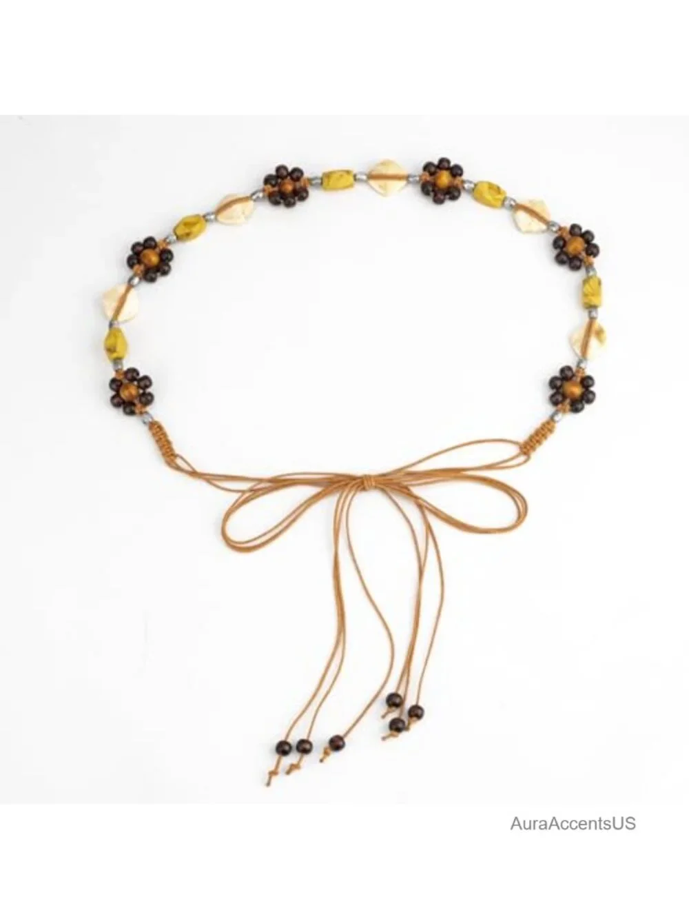 2-Piece Boho Braided Waist Belt Set with Beads & Shell